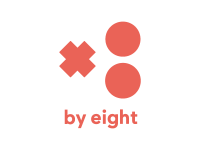 by eight